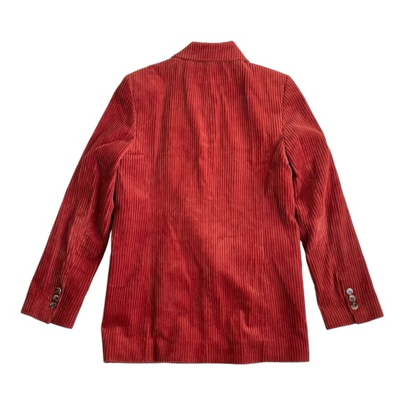 Zara Dark Orange Double Breasted Oversized Corduroy Blazer - Picture 3 of 6